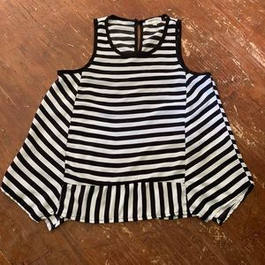 Monteau Black & White Striped Sleeveless Too
